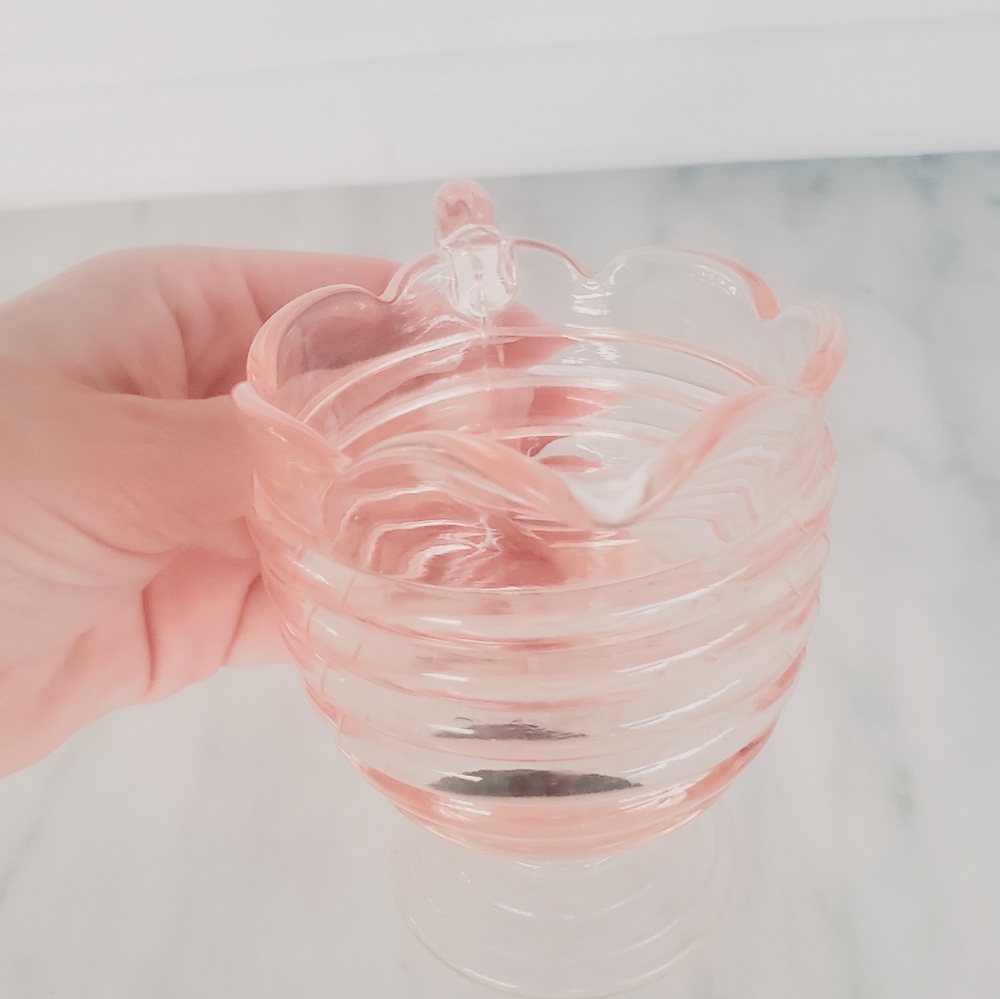 Duncan Miller Ripple Pink Glass Cream PINK DEPRESSION GLASS Vintage